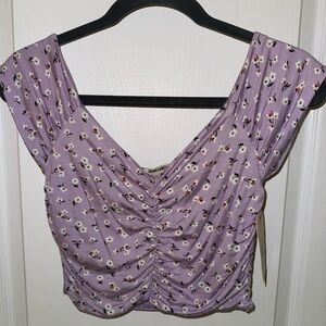 Billabong Light Purple Floral Ruched Women's Top